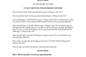Quyết định 42/2017/QĐ-UBND bãi bỏ một phần Quyết định 20/2016/QĐ-UBND Hồ Chí Minh