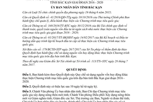 Quyết định 24/2017/QĐ-UBND sử dụng quyết toán nguồn vốn huy động mục tiêu quốc gia Bắc Kạn