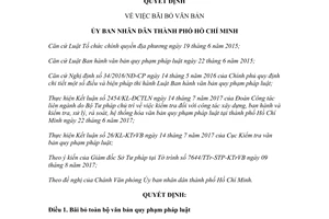 Quyết định 48/2017/QĐ-UBND bãi bỏ văn bản Hồ Chí Minh