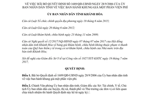 Quyết định 2175/QĐ-UBND 2017 bãi bỏ Quyết định 1689/QĐ-UBND khung giá viện phí Khánh Hòa