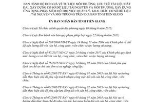 Quyết định 19/2017/QĐ-UBND bộ đơn giá tư liệu môi trường đất đai dữ liệu phần mềm Tiền Giang