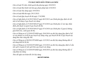 Quyết định 26/2017/QĐ-UBND Quy định quản lý quy hoạch xây dựng kiến trúc công trình Lai Châu
