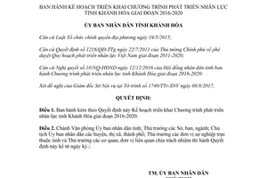 Quyết định 2350/QĐ-UBND 2017 Kế hoạch triển khai Chương trình phát triển nhân lực Khánh Hòa