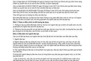 Thông tư 22/2017/TT-BGDĐT điều kiện trình tự thủ tục mở ngành đào tạo trình độ đại học