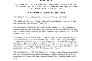 Quyết định 72/2017/QĐ-UBND mức thu học phí giáo dục mầm non phổ thông công lập Huế