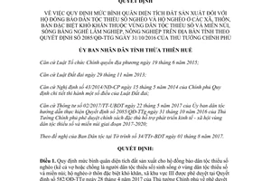 Quyết định 73/2017/QĐ-UBND diện tích đất sản xuất hộ đồng bào dân tộc thiểu số nghèo Huế