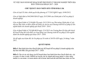 Quyết định 1996/QĐ-UBND 2017 Kế hoạch hỗ trợ pháp lý doanh nghiệp Đắk Lắk