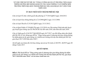 Quyết định 5953/QĐ-UBND 2017 Đề án quản lý phương tiện giao thông ô nhiễm môi trường Hà Nội