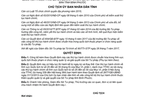 Quyết định 2009/QĐ-UBND 2017 công bố thủ tục hành chính lĩnh vực quốc tịch Bình Phước
