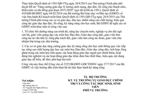 Công văn 4026/BGDĐT-GDCTHSSV 2017 tăng cường giáo dục kỹ năng sống cho học sinh