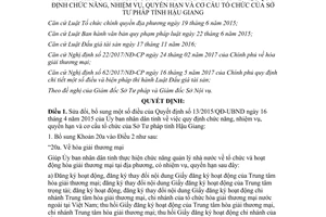 Quyết định 25/2017/QĐ-UBND chức năng nhiệm vụ quyền hạn cơ cấu tổ chức Sở Tư pháp Hậu Giang