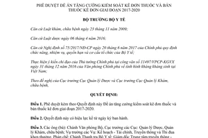 Quyết định 4041/QĐ-BYT 2017 tăng cường kiểm soát kê đơn thuốc bán thuốc kê đơn 2017 2020