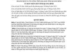 Quyết định 29/2017/QĐ-UBND sửa đổi Điều 2 Quyết định 25/2017/QĐ-UBND Quảng Bình