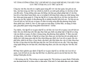 Chỉ thị 35/CT-TTg 2017 tăng cường công tác lập giao nộp hồ sơ tài liệu lưu trữ cơ quan lịch sử