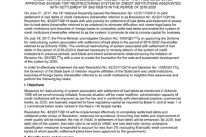 Directive 06/CT-NHNN implementing 42/2017/QH14 1058/QĐ-Tg bad debts credit institutions