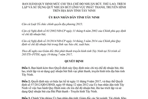 Quyết định 26/2017/QĐ-UBND chi trả nhuận bút thù lao trích lập sử dụng quỹ nhuận bút Tây Ninh
