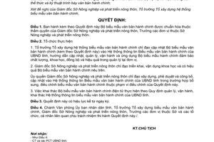 Quyết định 1851/QĐ-UBND 2017 Bộ biểu mẫu văn bản hành chính chuẩn hóa Sở Nông nghiệp Huế