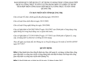 Quyết định 18/2017/QĐ-UBND quản lý sử dụng cổng giao tiếp dịch vụ công trực tuyến Quảng Trị