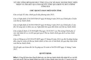 Quyết định 2047/QĐ-UBND 2017 công bố thủ tục hành chính dịch vụ bưu chính công ích Bình Phước