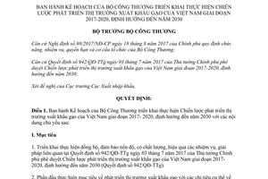 Quyết định 3434/QĐ-BCT 2017 Chiến lược phát triển thị trường xuất khẩu gạo Việt Nam 2017 2020