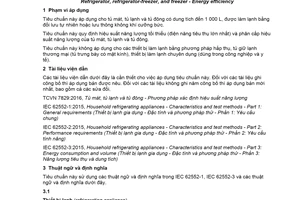 Tiêu chuẩn quốc gia TCVN 7828:2016 về Tủ mát tủ lạnh và tủ đông - Hiệu suất năng lượng