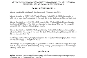 Quyết định 01/2017/QĐ-UBND tổ chức hoạt động của Văn phòng Hội đồng Quận 10 Hồ Chí Minh