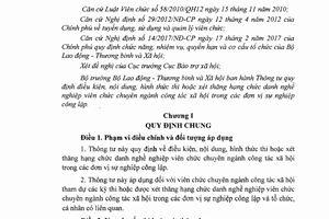 Thông tư 25/2017/TT-BLĐTBXH điều kiện nội dung thi hoặc xét thăng hạng chức danh nghề nghiệp