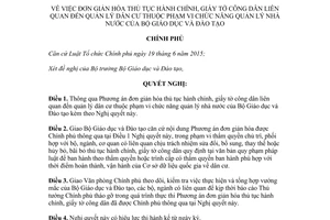 Nghị quyết 89/NQ-CP 2017 đơn giản hóa thủ tục hành chính thuộc quản lý của Bộ Giáo dục Đào tạo