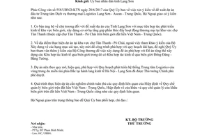 Công văn 3474/BNG-UBBG 2017 đề xuất dự án đầu tư Trung tâm Dịch vụ thương mại logistics