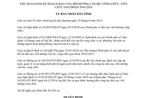 Quyết định 2022/QĐ-UBND 2017 Kế hoạch đào tạo bồi dưỡng cán bộ Thừa Thiên Huế