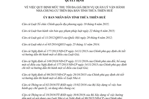 Quyết định 76/2017/QĐ-UBND mức thu giá dịch vụ quản lý vận hành nhà chung cư Thừa Thiên Huế