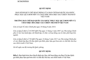 Quyết định 730/QĐ-BCĐKPBMHH 2017 hoạt động Ban Chỉ đạo Quốc gia khắc phục hậu quả bom mìn