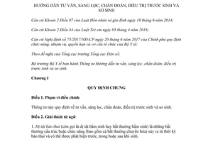 Circular 34/2017/TT-BYT guidelines prenatal and neonatal consultation screening diagnosis treatment