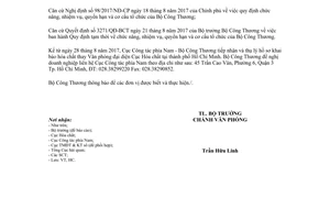 Công văn 7957/BCT-VP 2017 thay đổi đầu mối tiếp nhận xử lý hồ sơ khai báo hóa chất