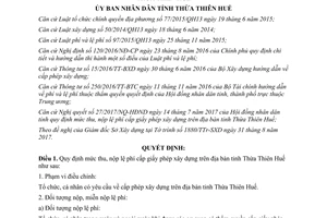 Quyết định 77/2017/QĐ-UBND quy định mức thu nộp lệ phí cấp giấy phép xây dựng Huế