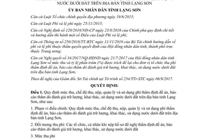 Quyết định 39/2017/QĐ-UBND phí thẩm định đề án báo cáo thăm dò trữ lượng khai thác Lạng Sơn