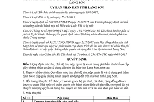 Quyết định 40/2017/QĐ-UBND sử dụng phí cấp giấy chứng nhận quyền sử dụng đất Lạng Sơn