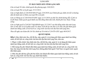 Quyết định 43/2017/QĐ-UBND mức thu sử dụng phí thăm quan thắng cảnh di tích lịch sử Lạng Sơn