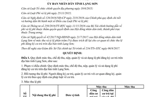 Quyết định 45/2017/QĐ-UBND chế độ thu nộp quản lý sử dụng lệ phí đăng ký cư trú Lạng Sơn