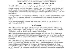 Quyết định 2573/QĐ-UBND 2017 Kế hoạch cơ cấu lại xử lý nợ xấu các tổ chức tín dụng Bình Thuận