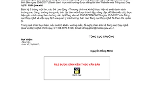 Công văn 1647/TCDN-DNCQ 2017 phê duyệt mã trường trong hệ thống giáo dục nghề nghiệp