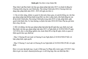 Công văn 3922/LĐTBXH-PC 2017 chương trình công tác lập đề nghị xây dựng văn bản pháp luật