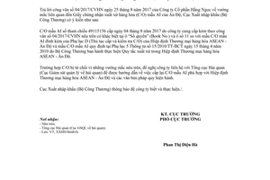 Công văn 1184/XNK-XXHH 2017 khác biệt nhỏ trên C/O mẫu AI