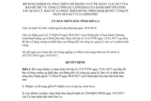 Quyết định 2385/QĐ-UBND 2017 bổ sung nhiệm vụ thực hiện Chỉ thị 13-CT/TW Sơn La