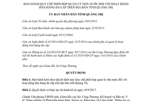 Quyết định 19/2017/QĐ-UBND quy chế quản lý nhà nước với hoạt động bán hàng đa cấp Quảng Trị