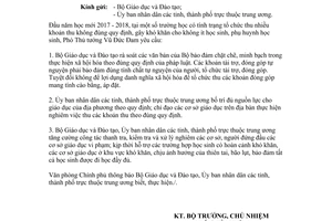 Công văn 9974/VPCP-KGVX 2017 chấn chỉnh tình trạng lạm thu đầu năm học 2017 2018