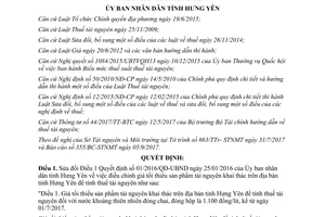 Quyết định 23/2017/QĐ-UBND sửa đổi giá tối thiểu sản phẩm tài nguyên khai thác Hưng Yên