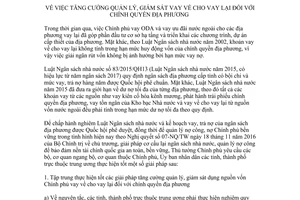 Chỉ thị 37/CT-TTg 2017 tăng cường quản lý vay về cho vay lại đối với chính quyền địa phương