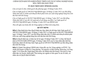 Quyết định 15/2017/QĐ-UBND hướng dẫn Nghị quyết khuyến khích sản xuất nông nghiệp Hà Giang