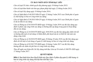 Quyết định 14/2017/QĐ-UBND phân cấp quản lý chất lượng bảo trì công trình xây dựng Bạc Liêu